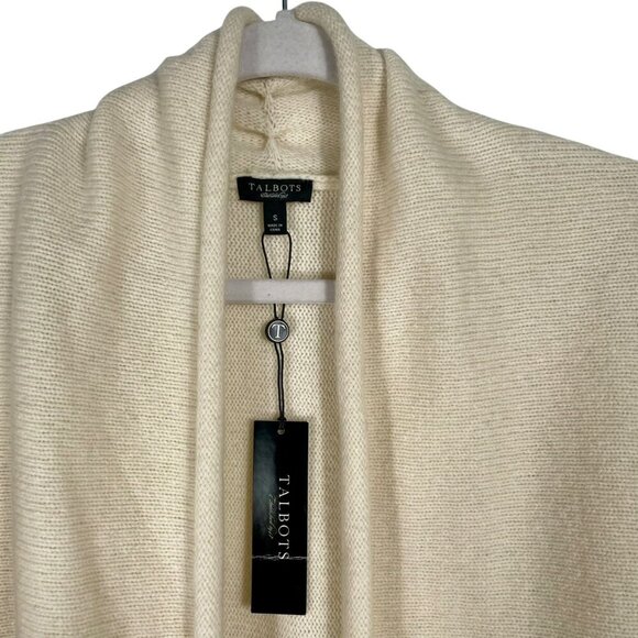 Talbots NWT Wool Angora Blend Cardigan in Cream | Classic Open Front Soft Knit S - Picture 5 of 11